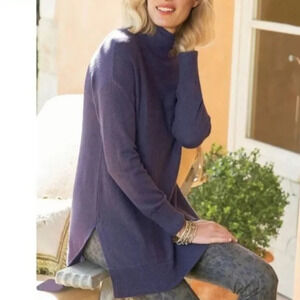 Soft Surroundings Blue Metro Turtleneck Tunic Sweater
